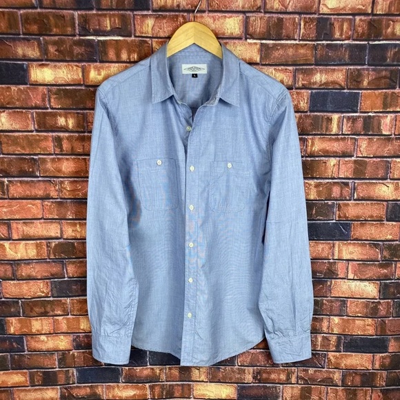 GENERAL QUARTERS Mens Blue Button Front Slim Fit